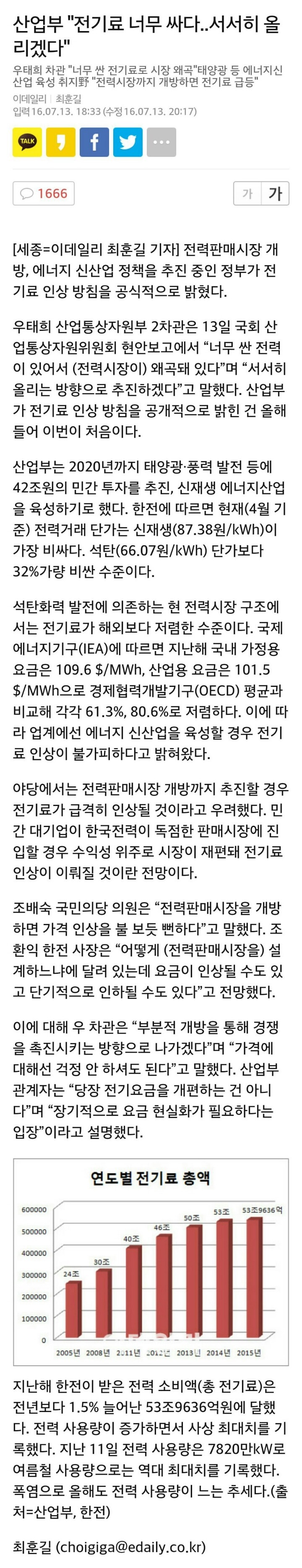 가정용 전기요금 폭탄 OECD 최고 누진세 11.7배 징벌적 요금탓. 그래도 싸다고 올리려는 정부 | 인스티즈