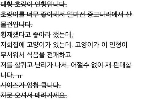 호랑이 판매하는 이유 | 인스티즈