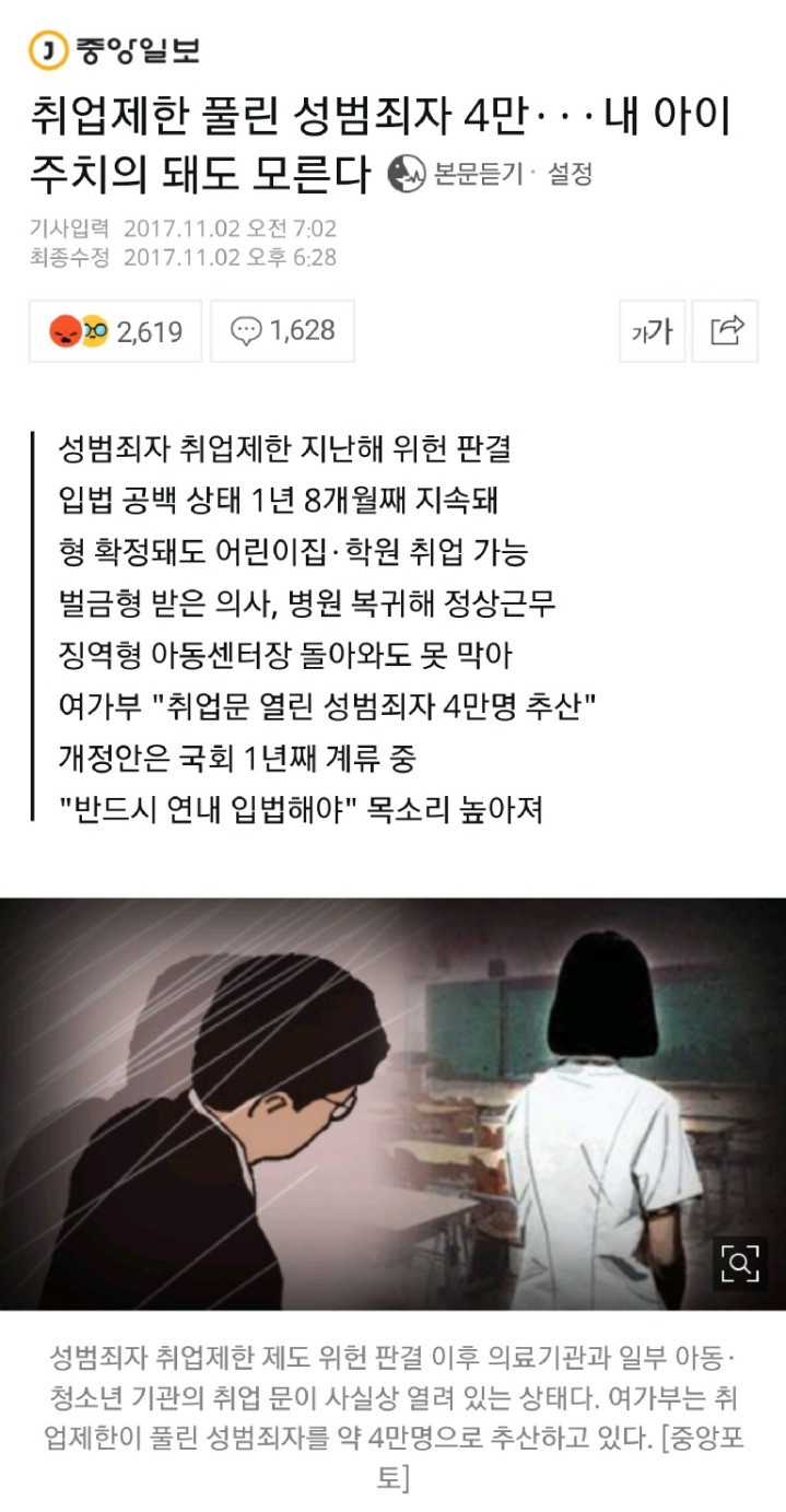 취업제한 풀린 성범죄자 4만···내 아이 주치의 돼도 모른다 | 인스티즈