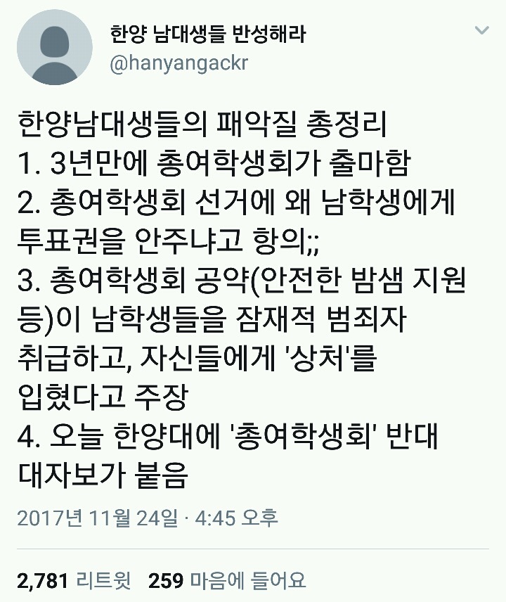 현재 총여학생회 때문에 난리난 한양대 상황 | 인스티즈